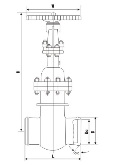 Butt weld vaccum gate valve